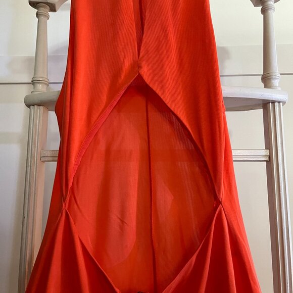 BNWT Massimo Dutti Orange Open Back Maxi  Electric Orange (S) - Picture 4 of 7